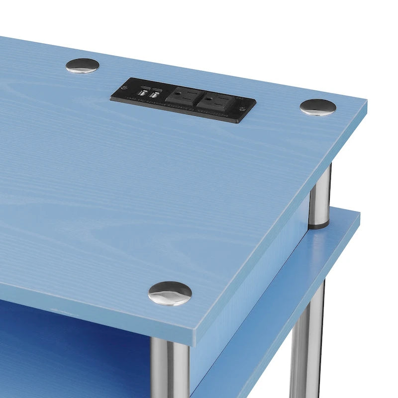 No-Tools Student Desk with Charging Station and Shelves