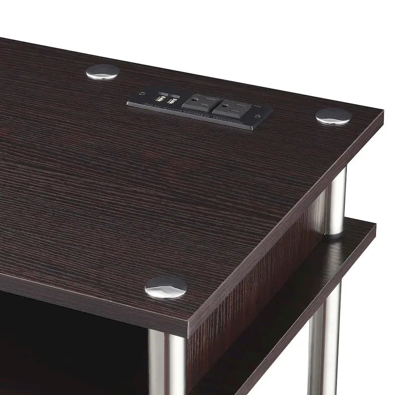 No-Tools Student Desk with Charging Station and Shelves