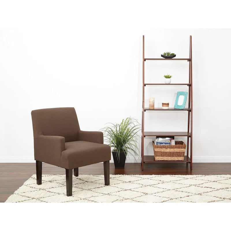 Woven Fabric Accent Chair with Espresso Wood Frame