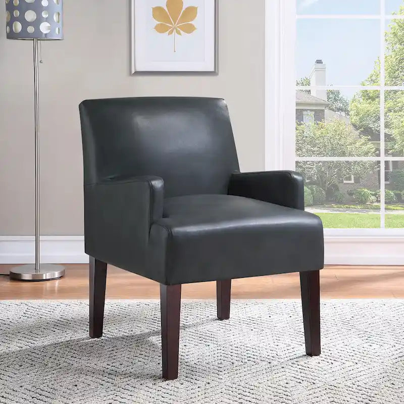 Woven Fabric Accent Chair with Espresso Wood Frame