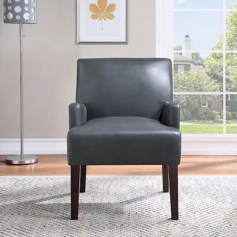 Woven Fabric Accent Chair with Espresso Wood Frame
