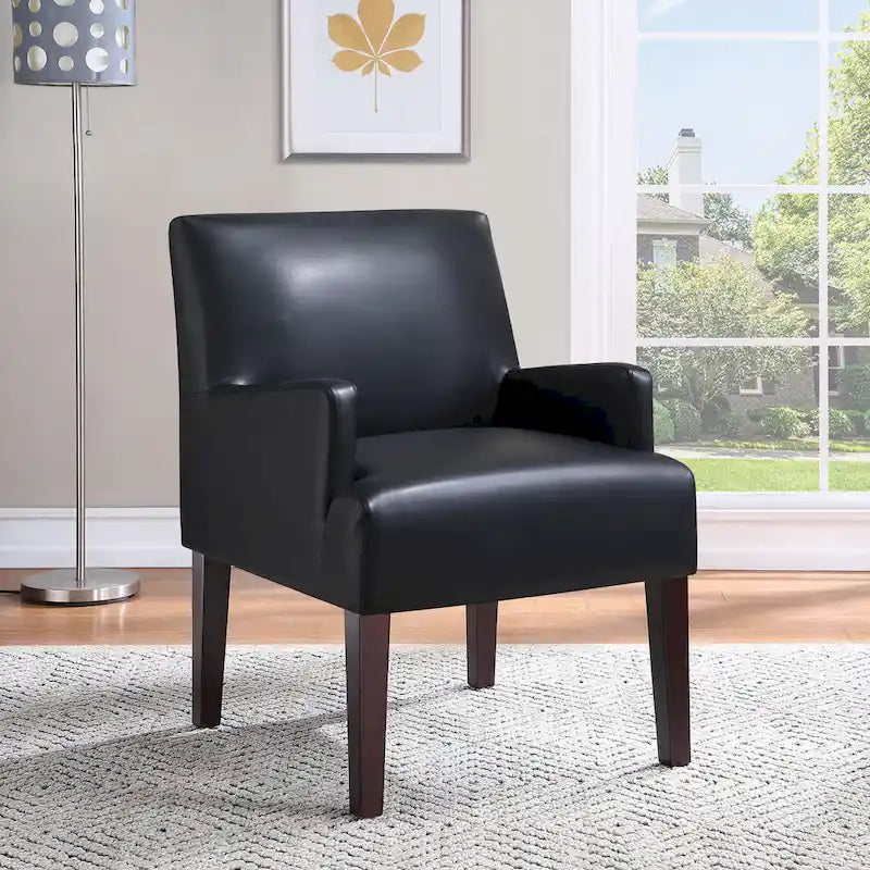 Woven Fabric Accent Chair with Espresso Wood Frame