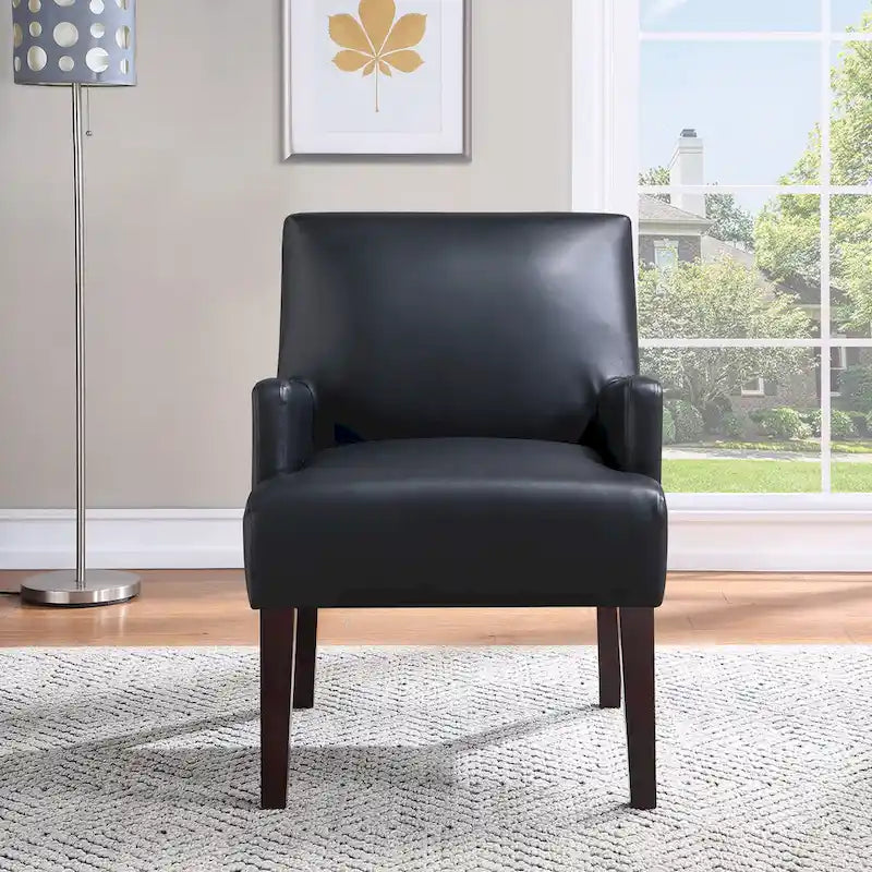 Woven Fabric Accent Chair with Espresso Wood Frame