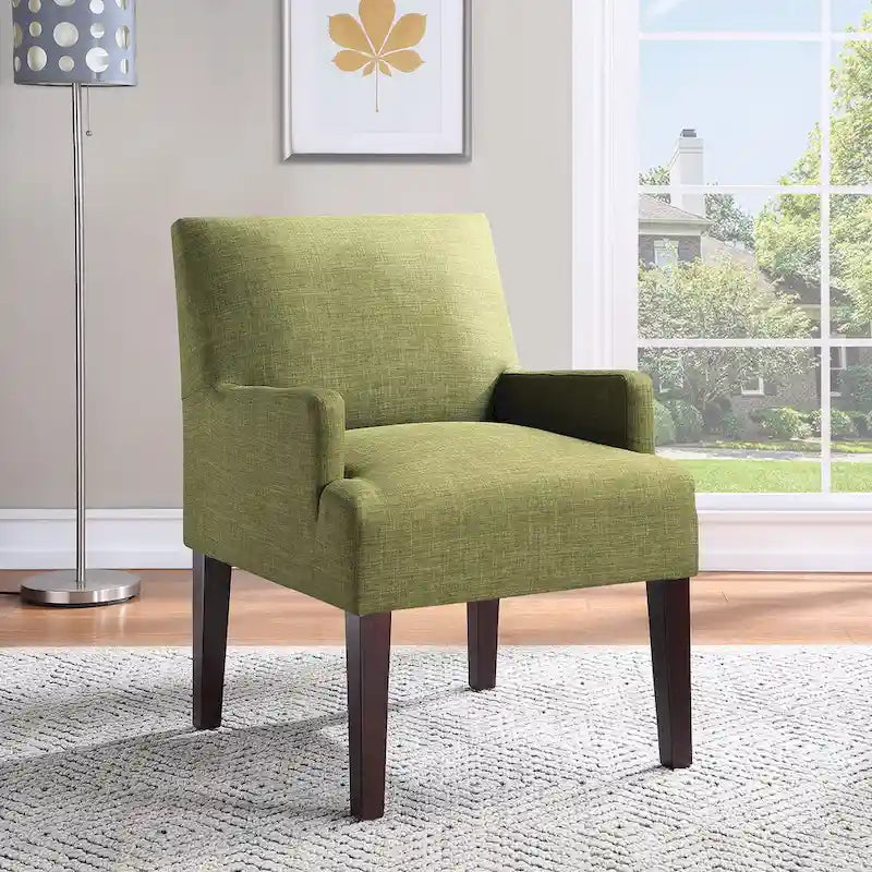 Woven Fabric Accent Chair with Espresso Wood Frame