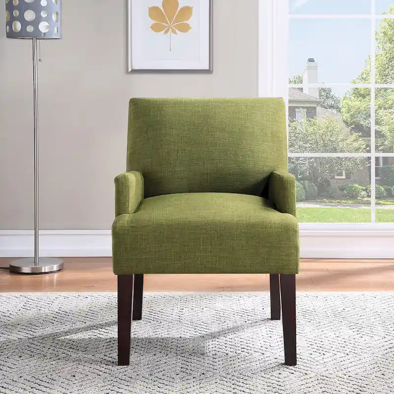 Woven Fabric Accent Chair with Espresso Wood Frame