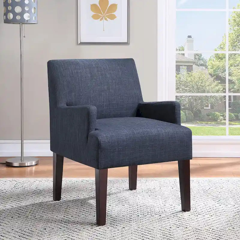 Woven Fabric Accent Chair with Espresso Wood Frame