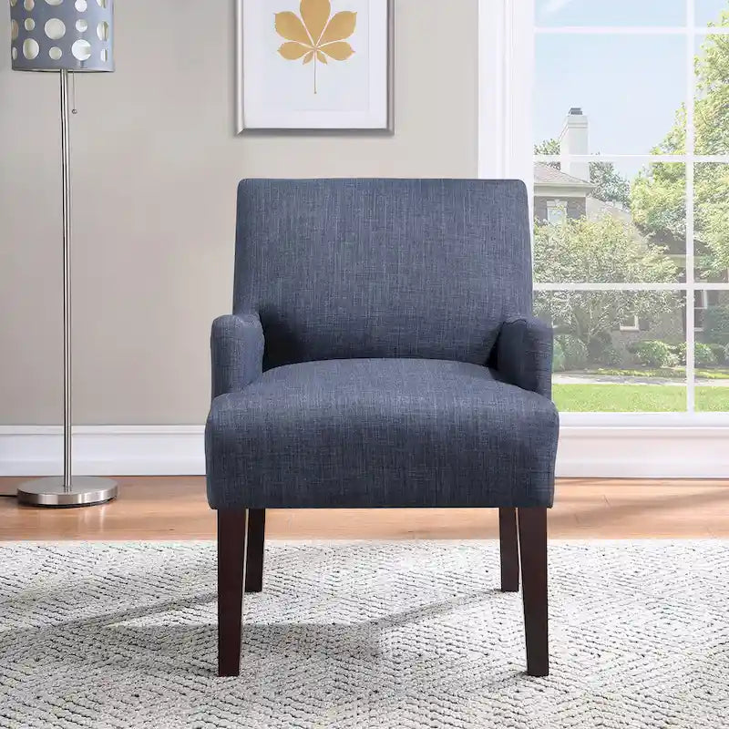 Woven Fabric Accent Chair with Espresso Wood Frame