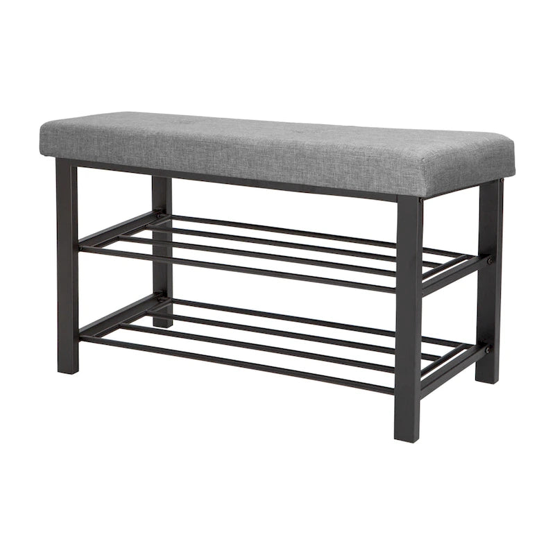 Entryway Bench with Shoe Storage in Grey - 32x12.6x18