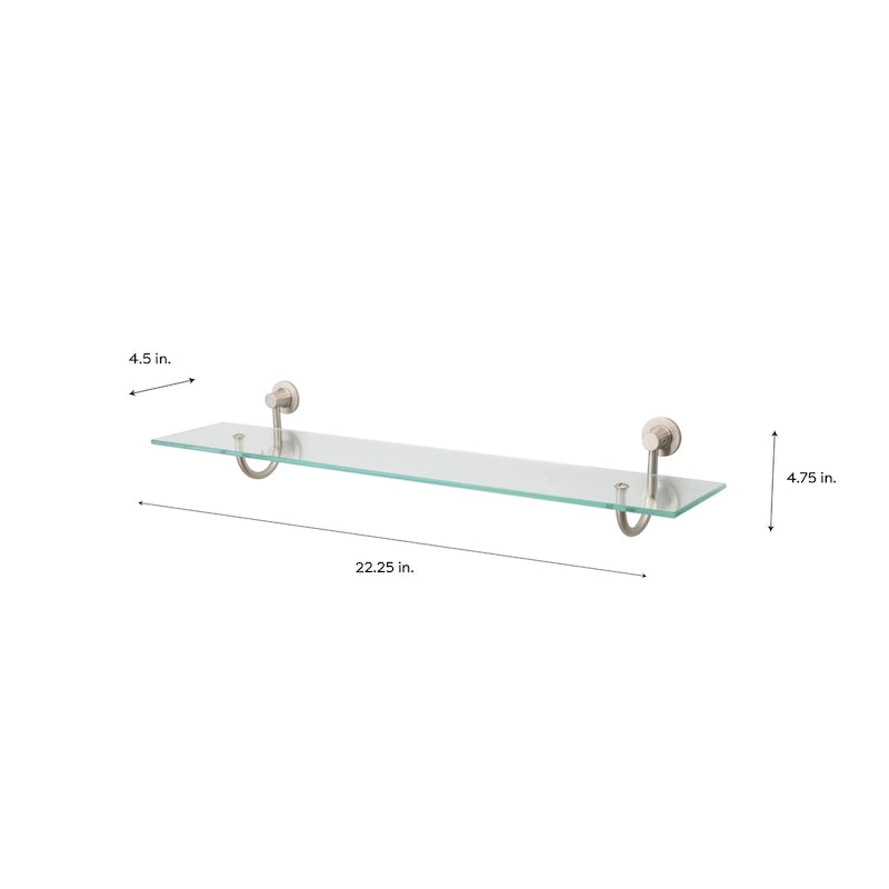 Hanging Glass Bathroom Shelf - Nickel Finish