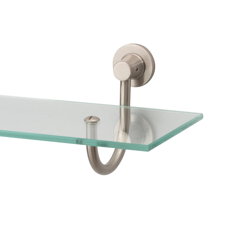 Hanging Glass Bathroom Shelf - Nickel Finish