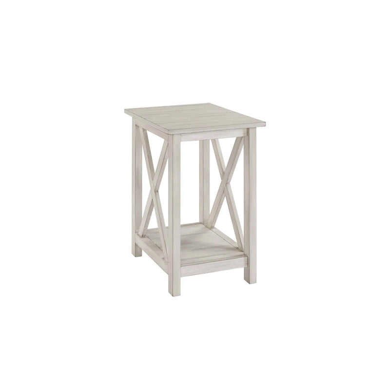 Antique White Wood Side Table with X-Style Base
