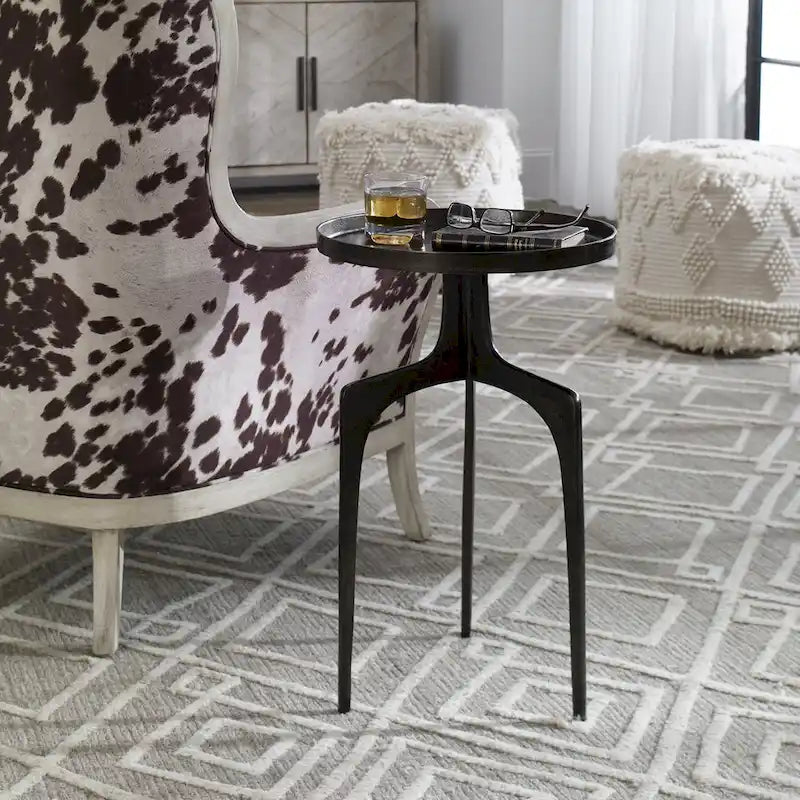 Bronze Accent Table with Curved Base