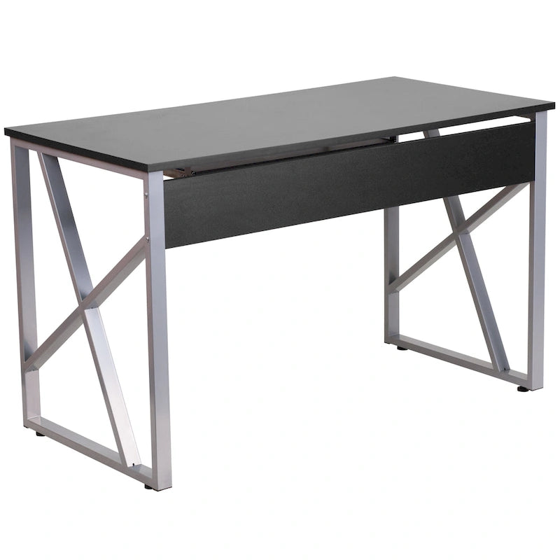 Computer Desk with Pull-Out Keyboard Tray and Cross-Brace Frame