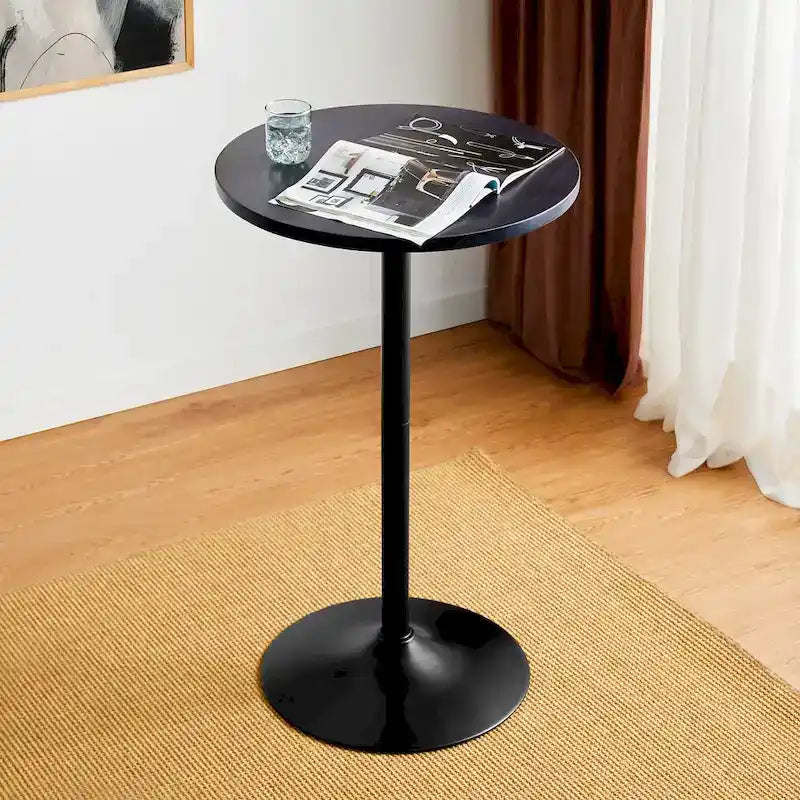 Modern Bistro Walnut Top Round Pub Bar Table - 39.5H