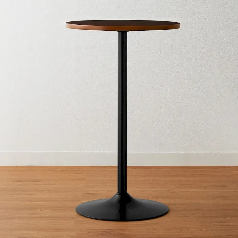 Modern Bistro Walnut Top Round Pub Bar Table - 39.5H