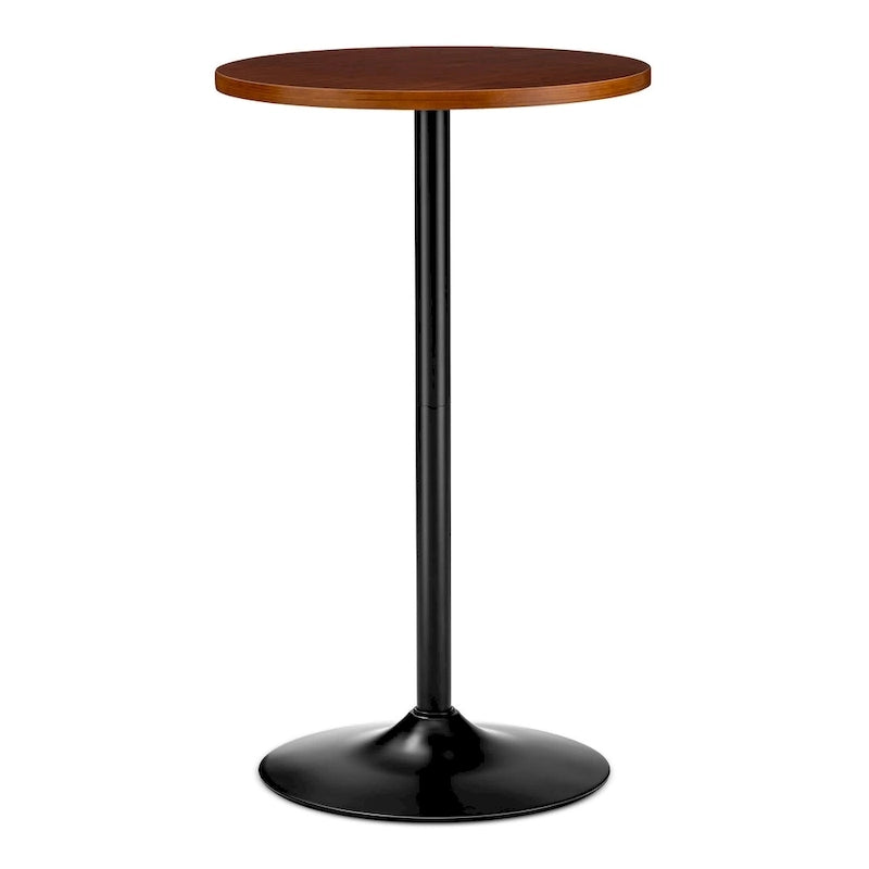 Modern Bistro Walnut Top Round Pub Bar Table - 39.5H