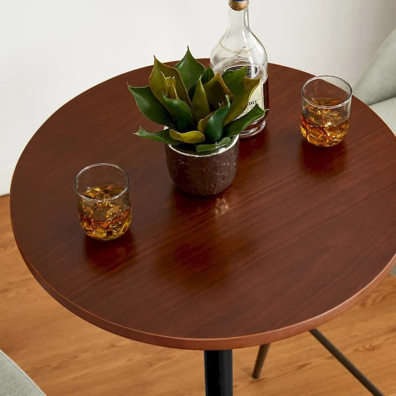 Modern Bistro Walnut Top Round Pub Bar Table - 39.5H
