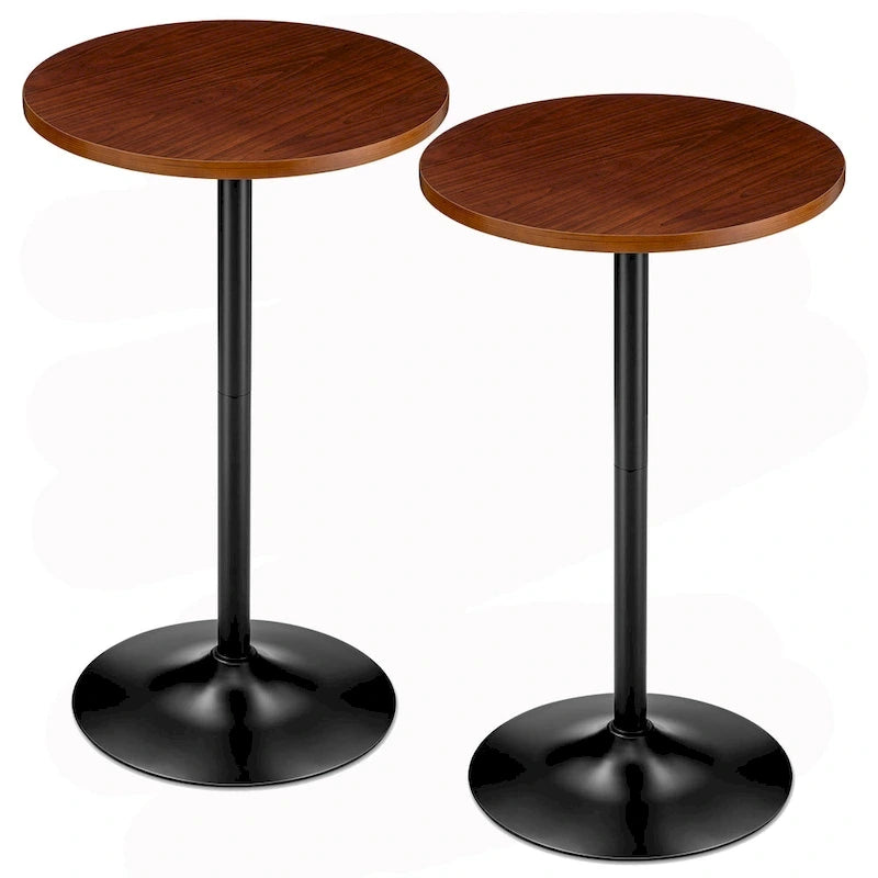 Modern Bistro Walnut Top Round Pub Bar Table - 39.5H