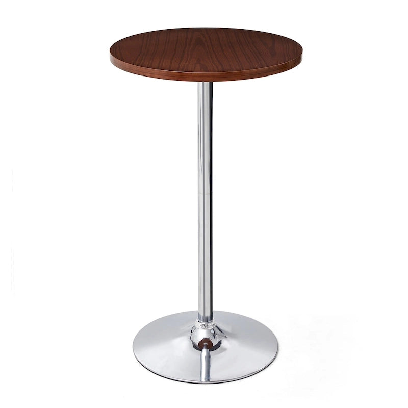 Modern Bistro Walnut Top Round Pub Bar Table - 39.5H