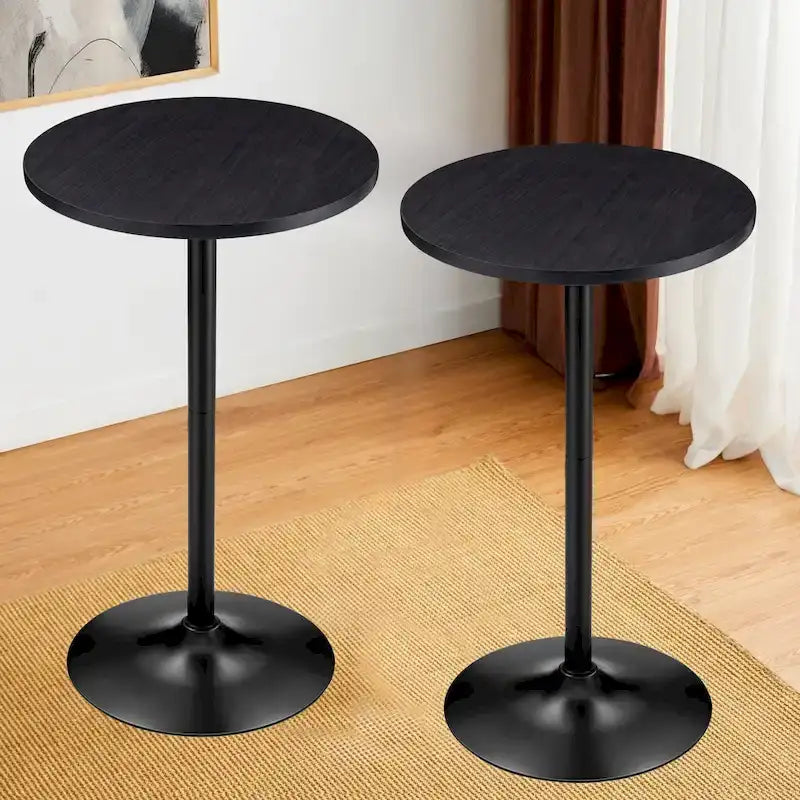 Modern Bistro Walnut Top Round Pub Bar Table - 39.5H