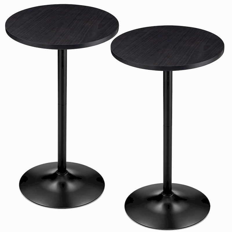 Modern Bistro Walnut Top Round Pub Bar Table - 39.5H