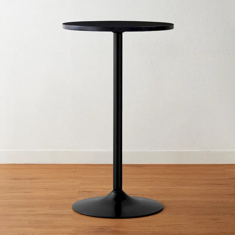Modern Bistro Walnut Top Round Pub Bar Table - 39.5H