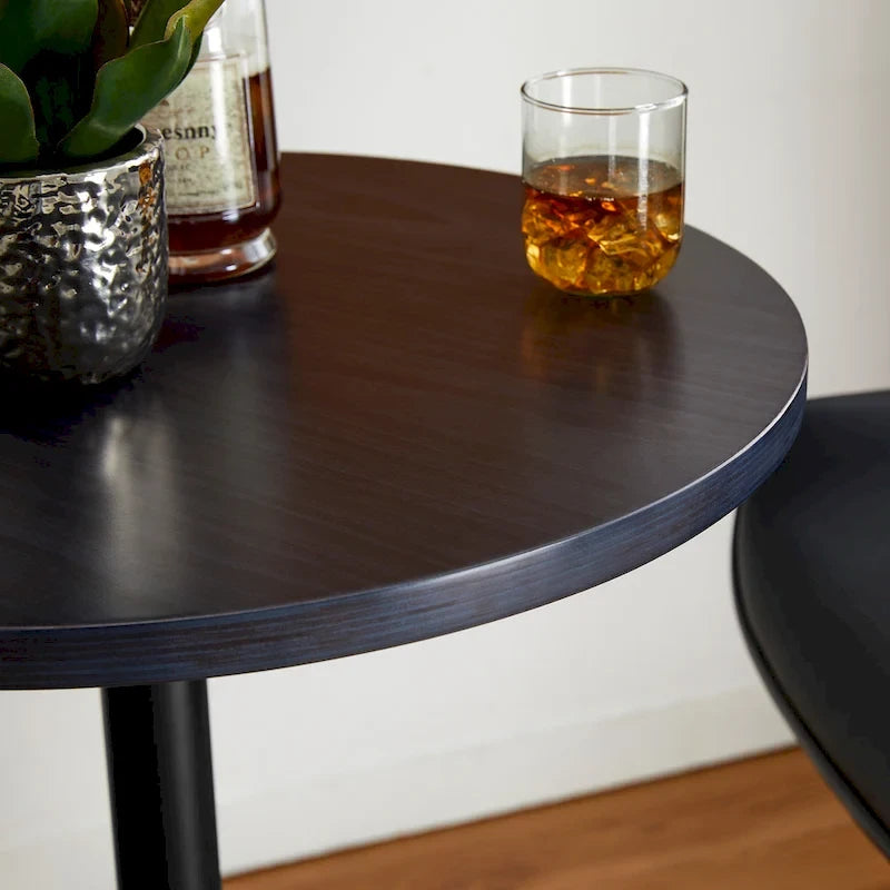 Modern Bistro Walnut Top Round Pub Bar Table - 39.5H