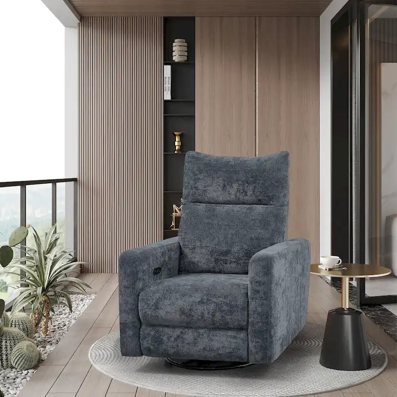 33.5-Inch Power Swivel Glider Recliner with USB Charger