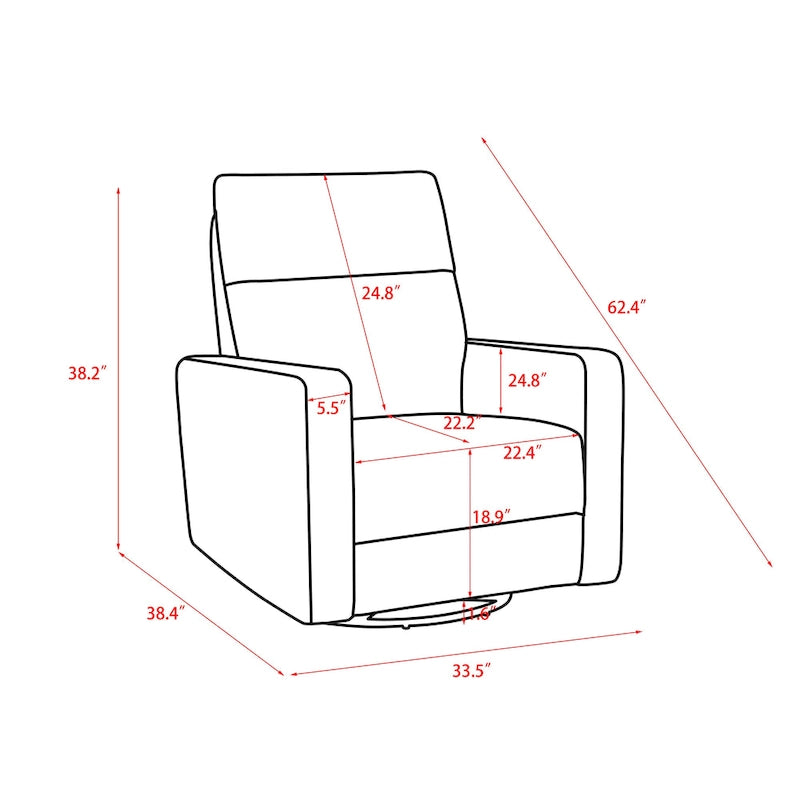 33.5-Inch Power Swivel Glider Recliner with USB Charger