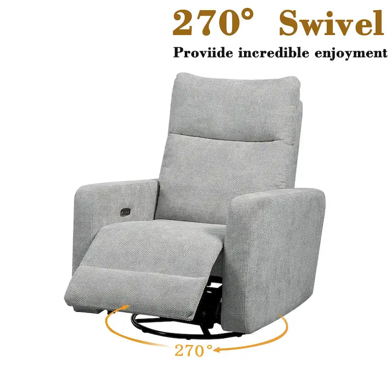 33.5-Inch Power Swivel Glider Recliner with USB Charger