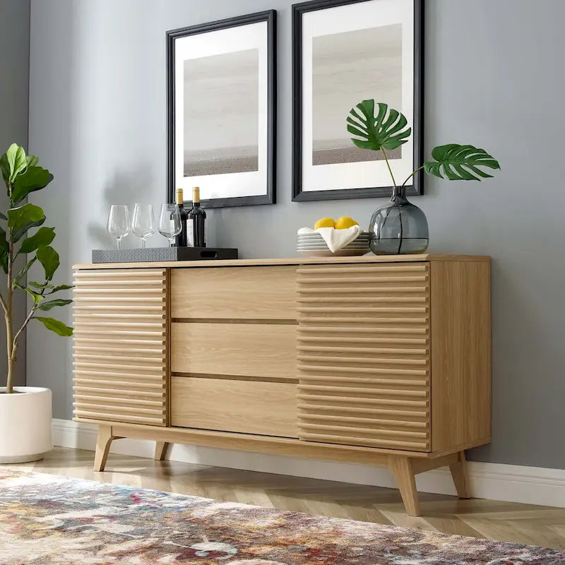 63-Inch Mid-Century Sideboard Buffet Table or TV Stand