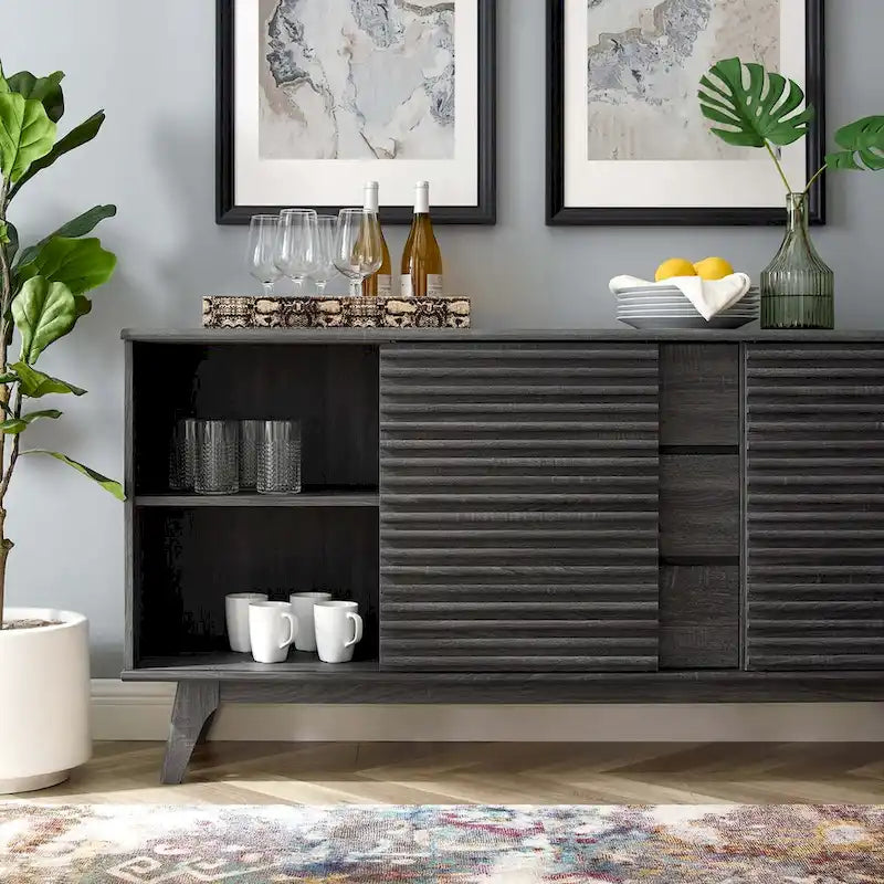 63-Inch Mid-Century Sideboard Buffet Table or TV Stand