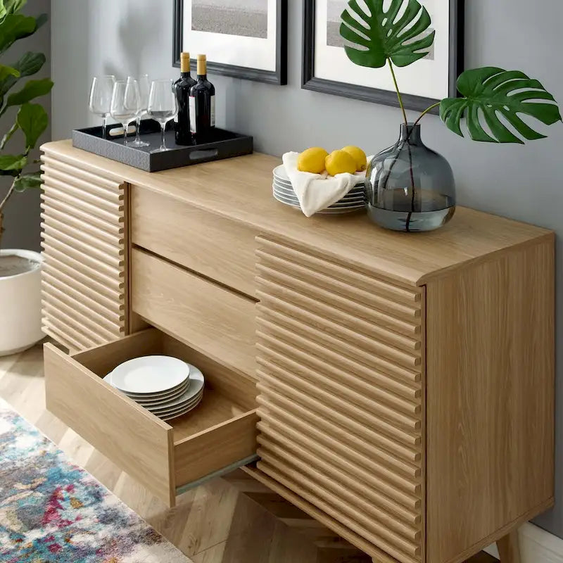 63-Inch Mid-Century Sideboard Buffet Table or TV Stand