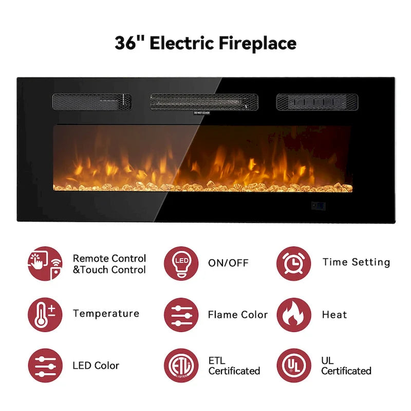 Wall Mounted Fireplace Entertainment Center with 36 Electric Fireplace