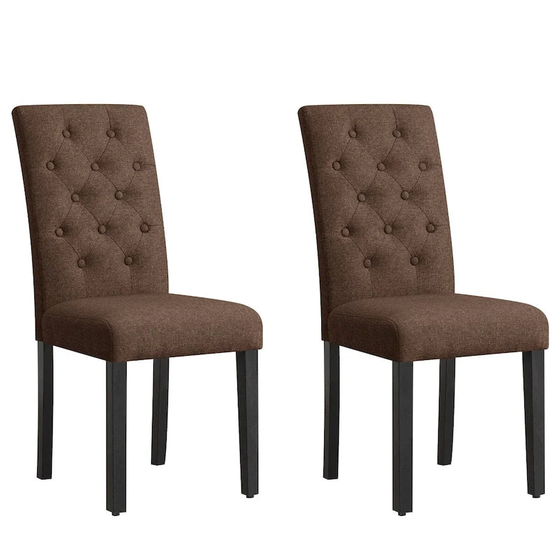 Linen Parsons Upholstered Button Dining Chair (2-Pack)