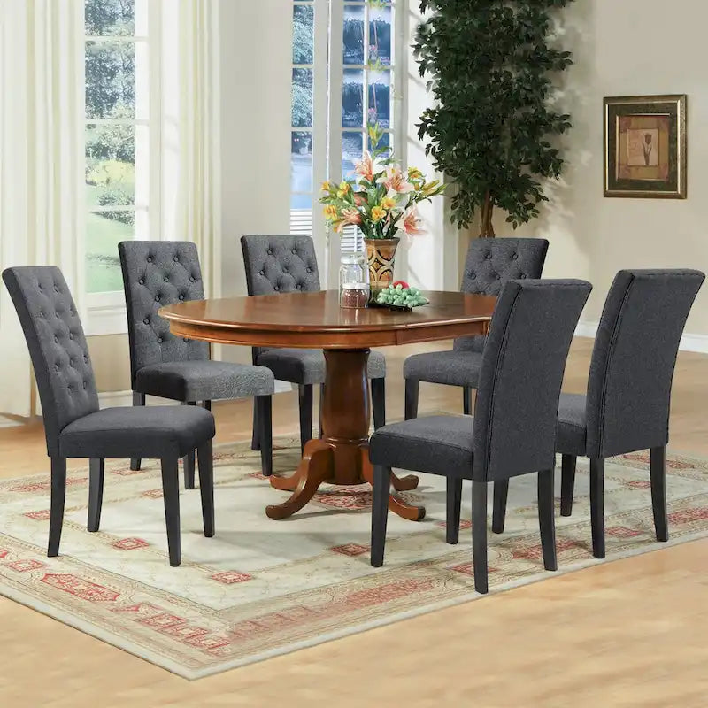 Linen Parsons Upholstered Button Dining Chair (2-Pack)