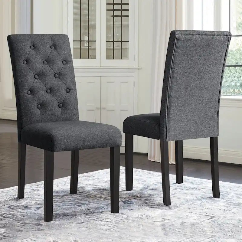 Linen Parsons Upholstered Button Dining Chair (2-Pack)