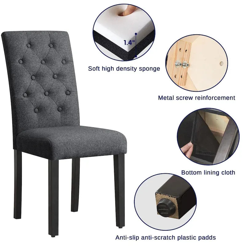 Linen Parsons Upholstered Button Dining Chair (2-Pack)
