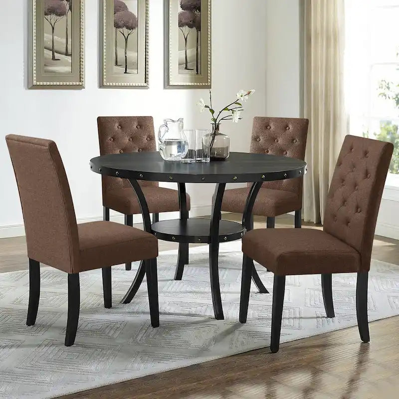 Linen Parsons Upholstered Button Dining Chair (2-Pack)