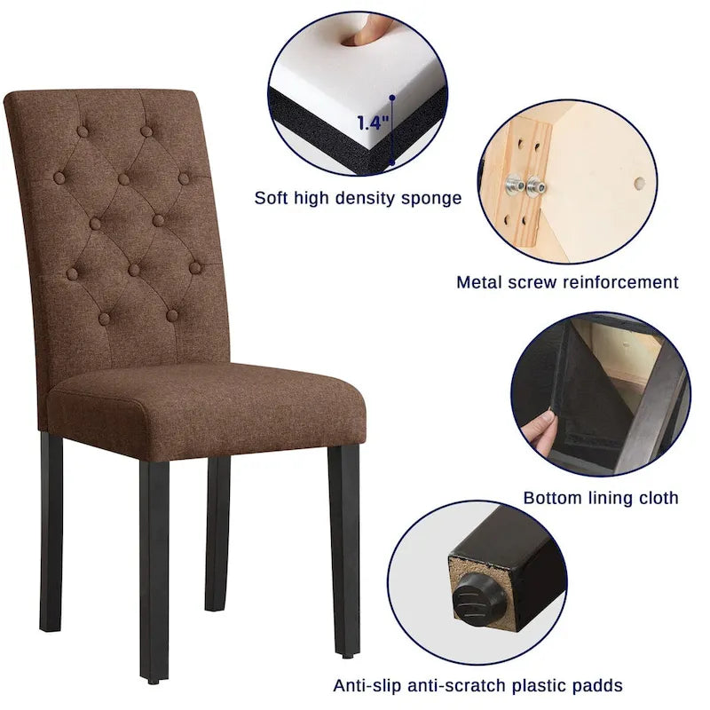 Linen Parsons Upholstered Button Dining Chair (2-Pack)