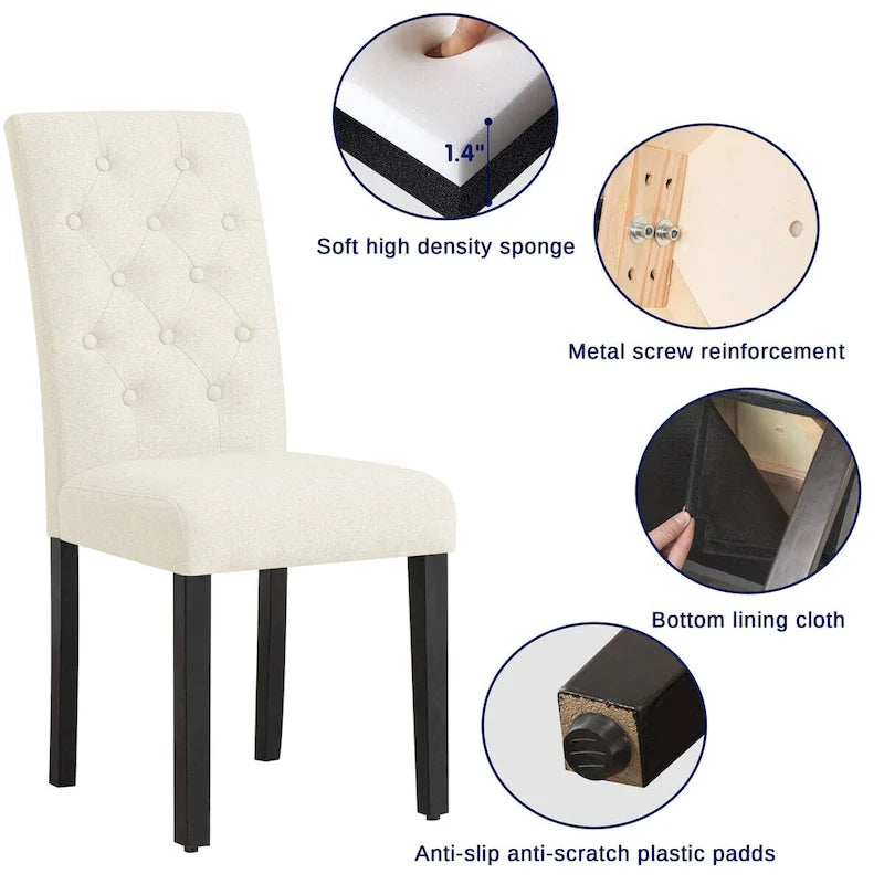 Linen Parsons Upholstered Button Dining Chair (2-Pack)