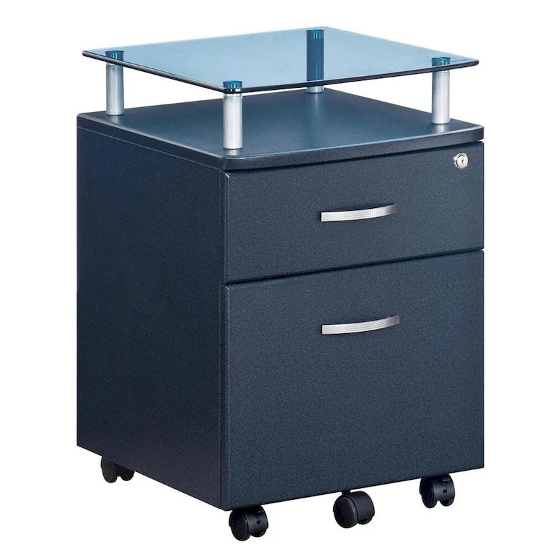 Glass Top Rolling File Cabinet
