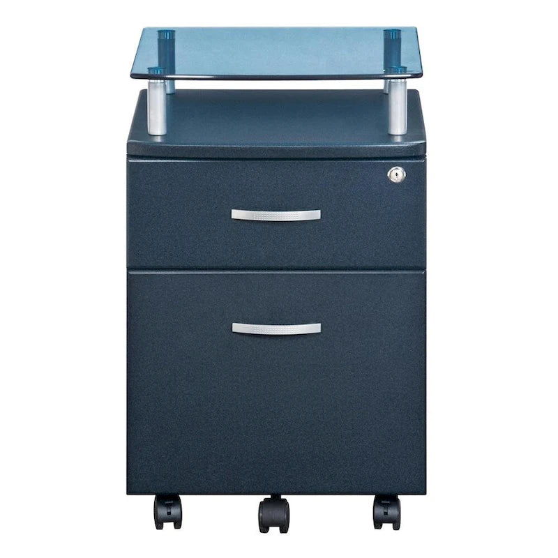 Glass Top Rolling File Cabinet