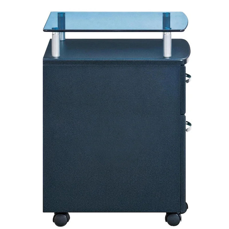 Glass Top Rolling File Cabinet