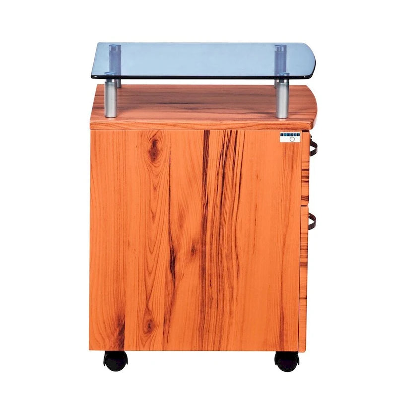 Glass Top Rolling File Cabinet