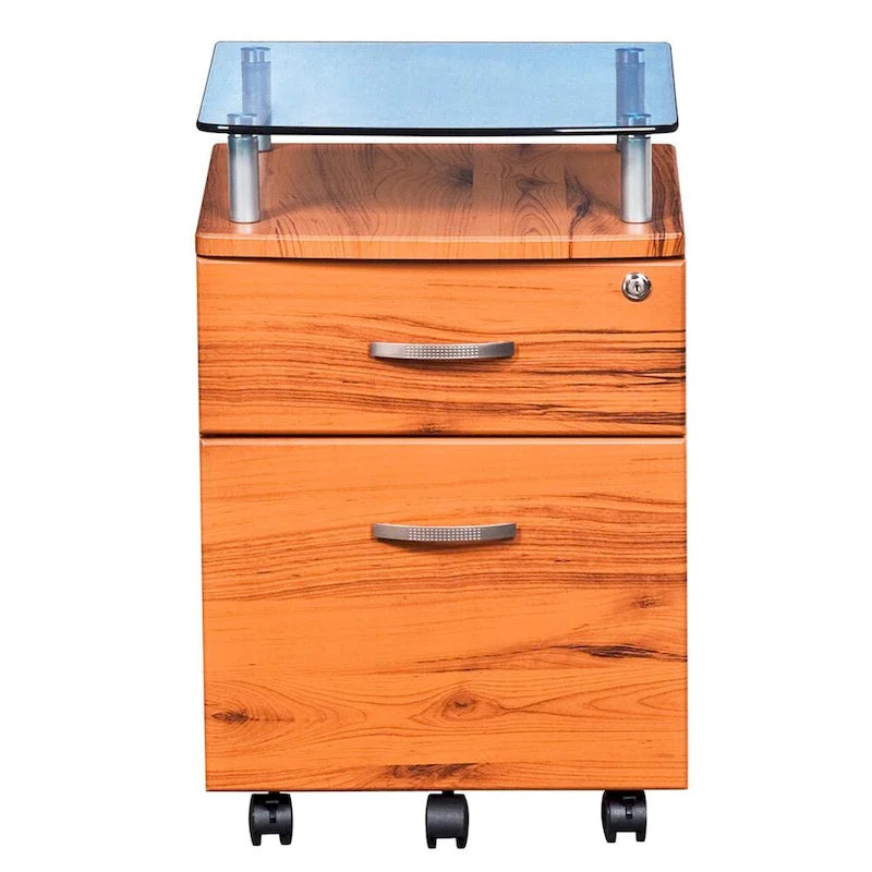 Glass Top Rolling File Cabinet