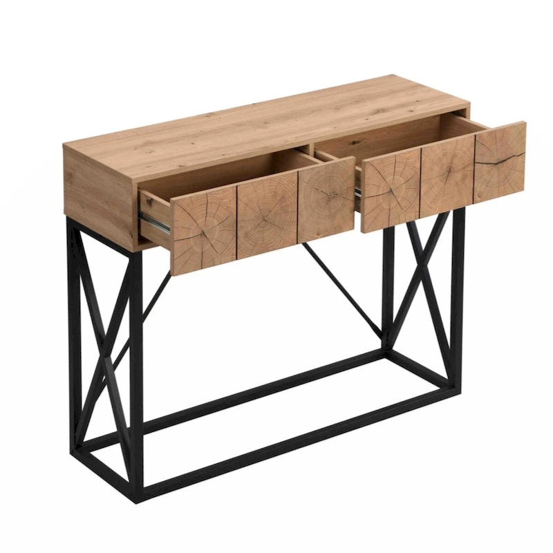 43.31 Luxury Wood Sofa Table, Industrial Console Table for Entryway, Hallway Tables with Two Drawers for Living Room