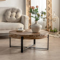 31-Inch Modern Retro Round Coffee Table with Gold Cross Legs