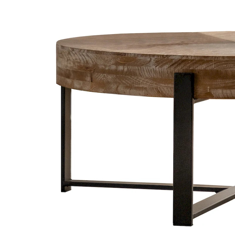 31-Inch Modern Retro Round Coffee Table with Gold Cross Legs