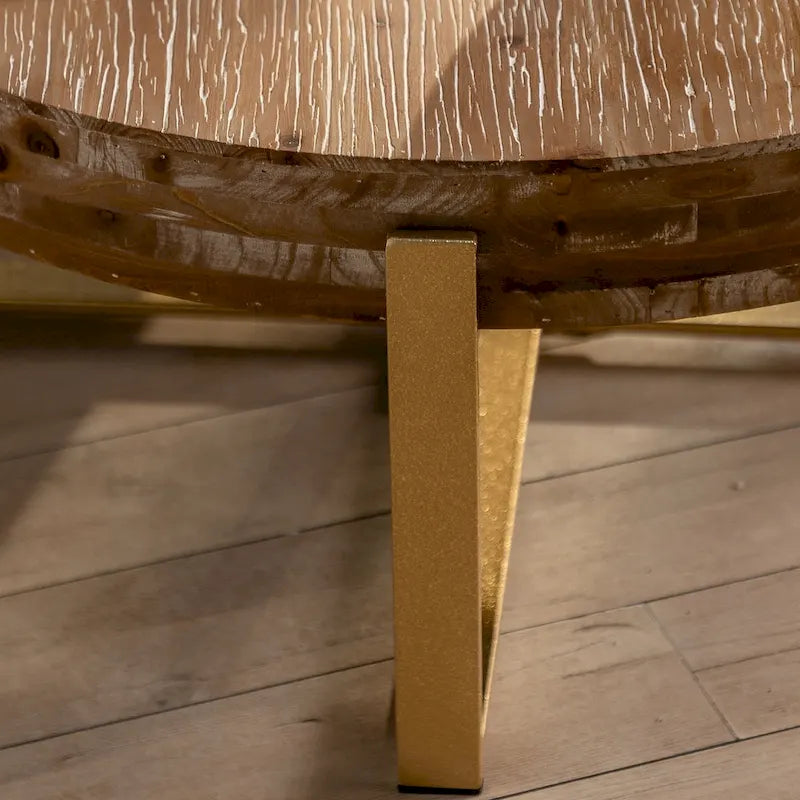 31-Inch Modern Retro Round Coffee Table with Gold Cross Legs